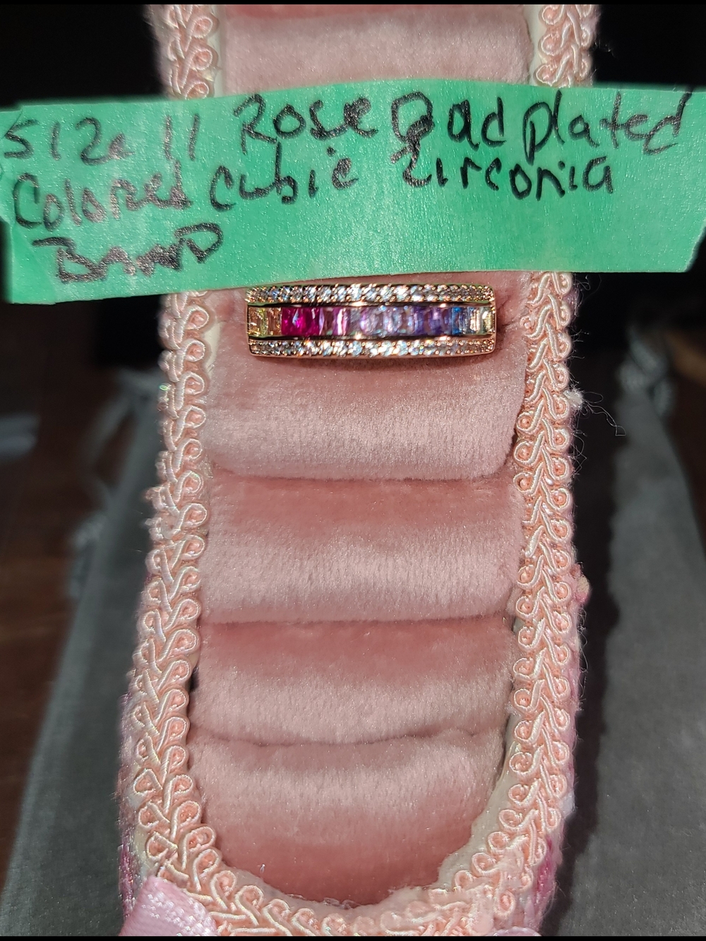 Rose Gold Multi-Color Baguette Cubic Zirconia Band Size 11